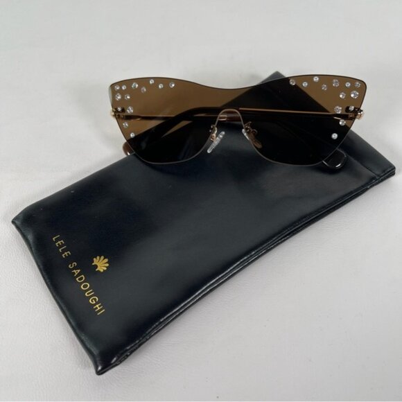 NWT Lele Sadoughi Downtown Metal Cat‎ Eye Dusk Sunglasses Faux Pearls LSSG076DK - Picture 11 of 15
